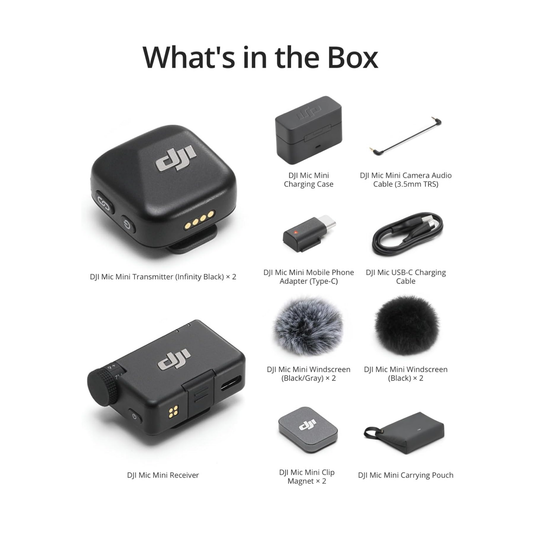 DJI Mic Mini (2 TX + 1 RX + Charging Case), Wireless Lavalier Microphone