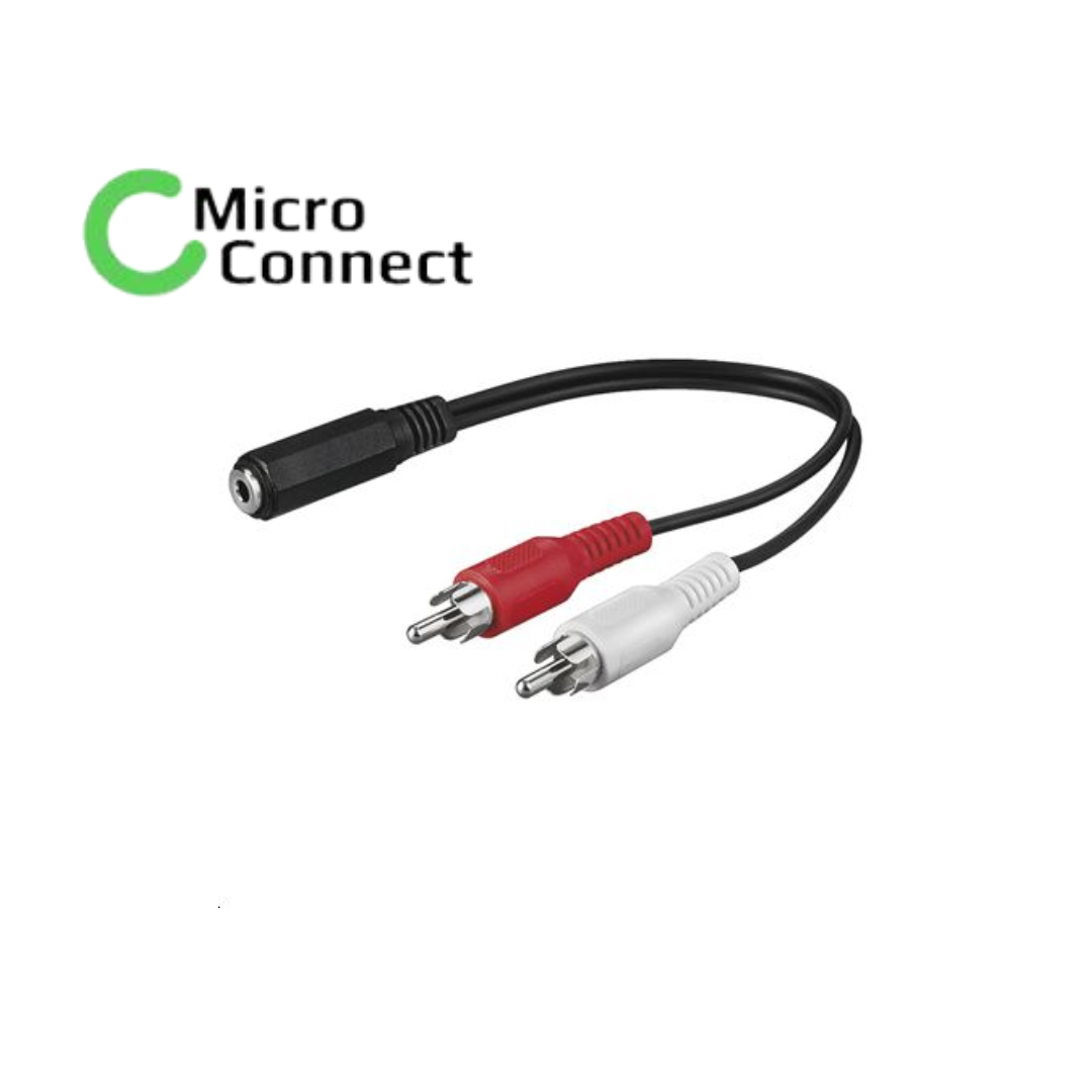 MicroConnect Audio adapter Cable; 3.5 mm female to RCA male, 0.2m image 0