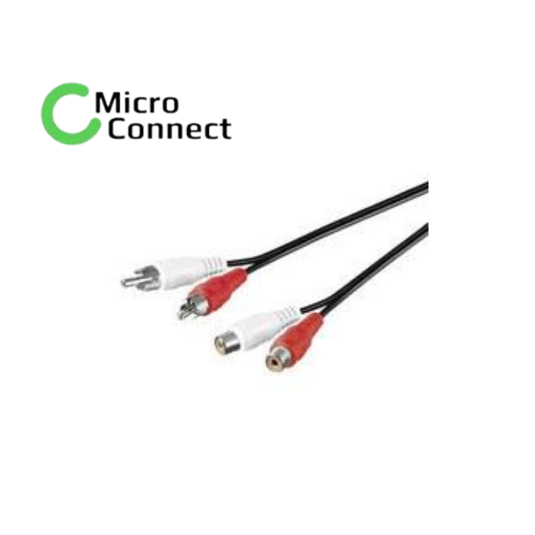 MicroConnect Stereo RCA Extension Cable; 2 x RCA male to RCA female, 1.5 m image 0