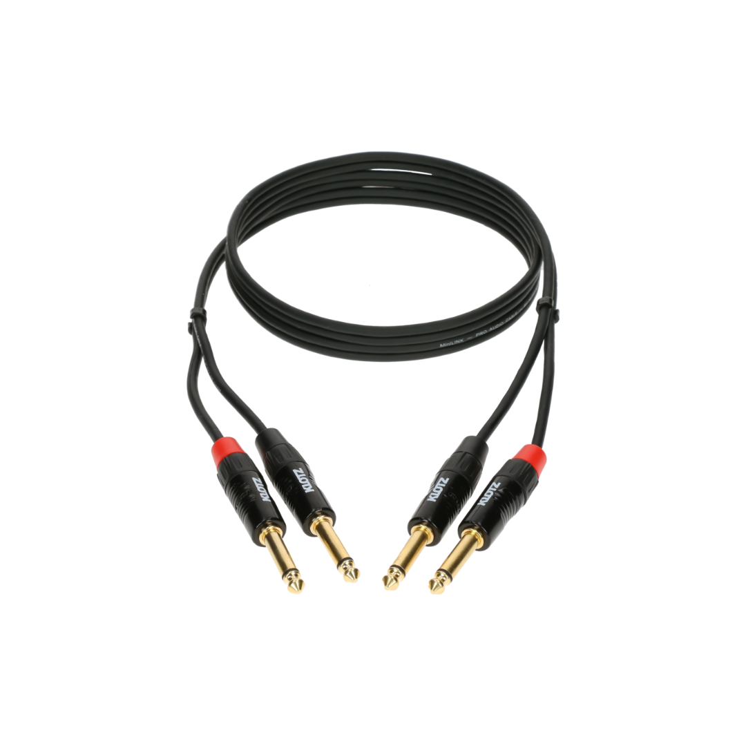 Pro stereo twin cable with gold-plated jack plugs image 0