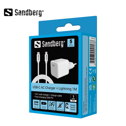 Sandberg USB-C AC Charger + Lightning 1M