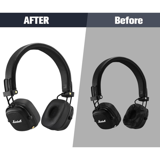 Replacement Ear Pads for Marshall Major Headphones - Premium Memory Foam & PU Leather, Comfortable & Durable (Black)