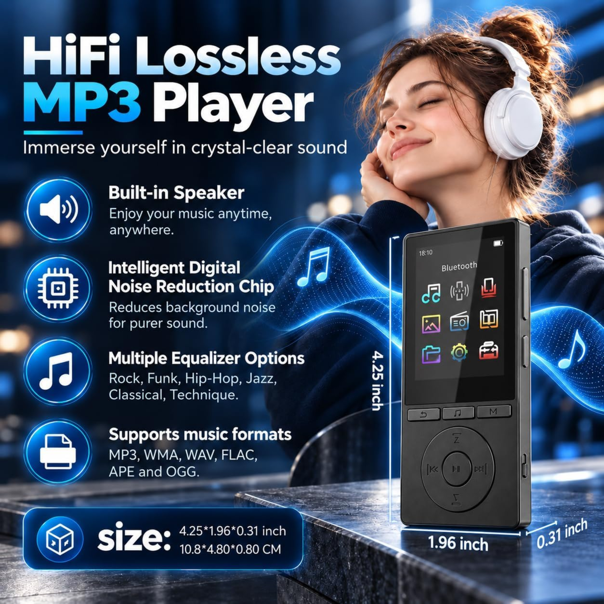 Digital Music Player (MP3), 64GB MP3 Player Bluetooth 5.3