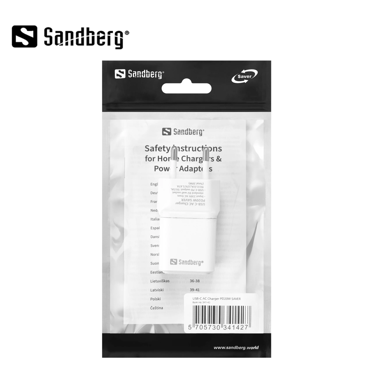 Sandberg Saver USB-C AC Charger PD20W