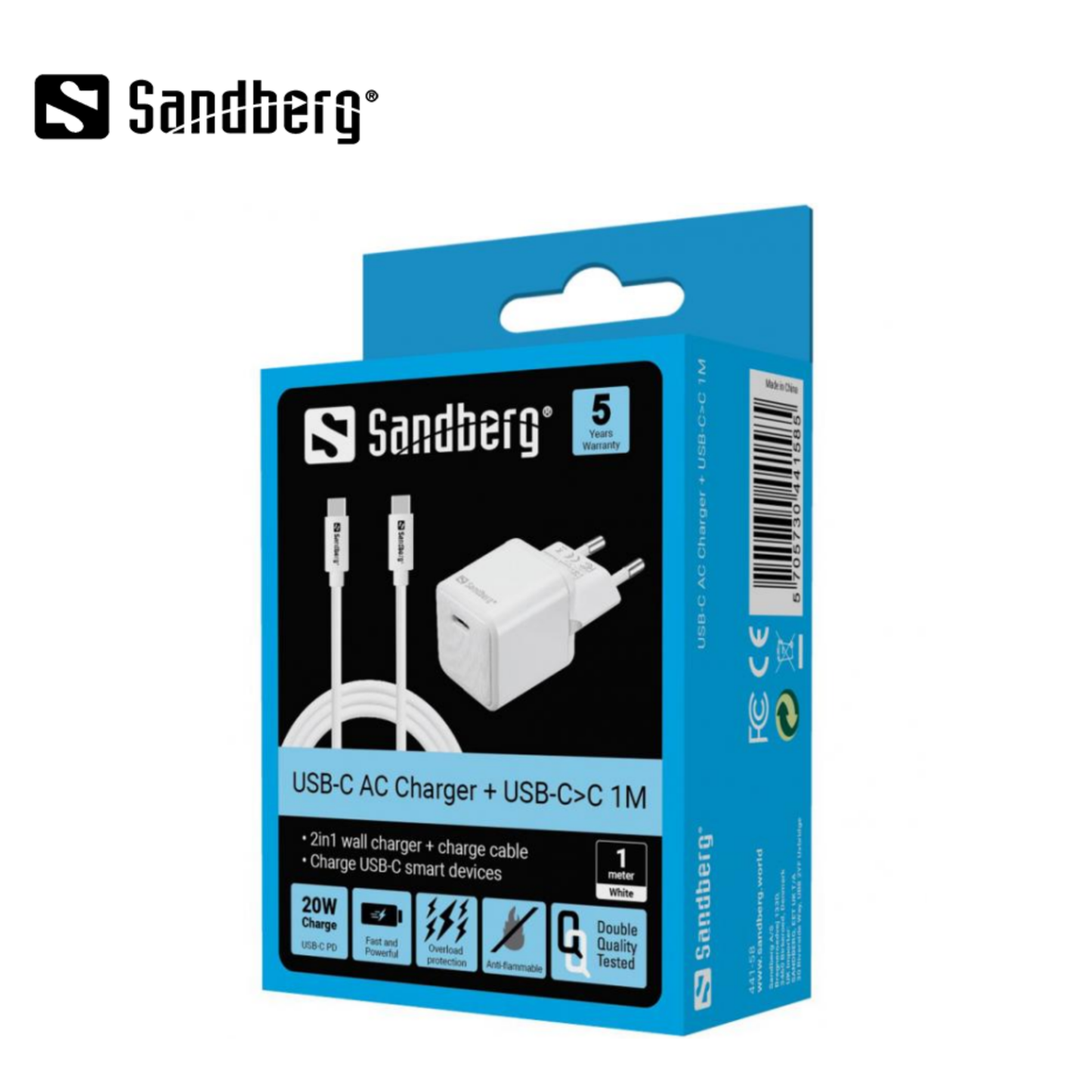 Sandberg USB-C AC Charger + USB-C>C 1M