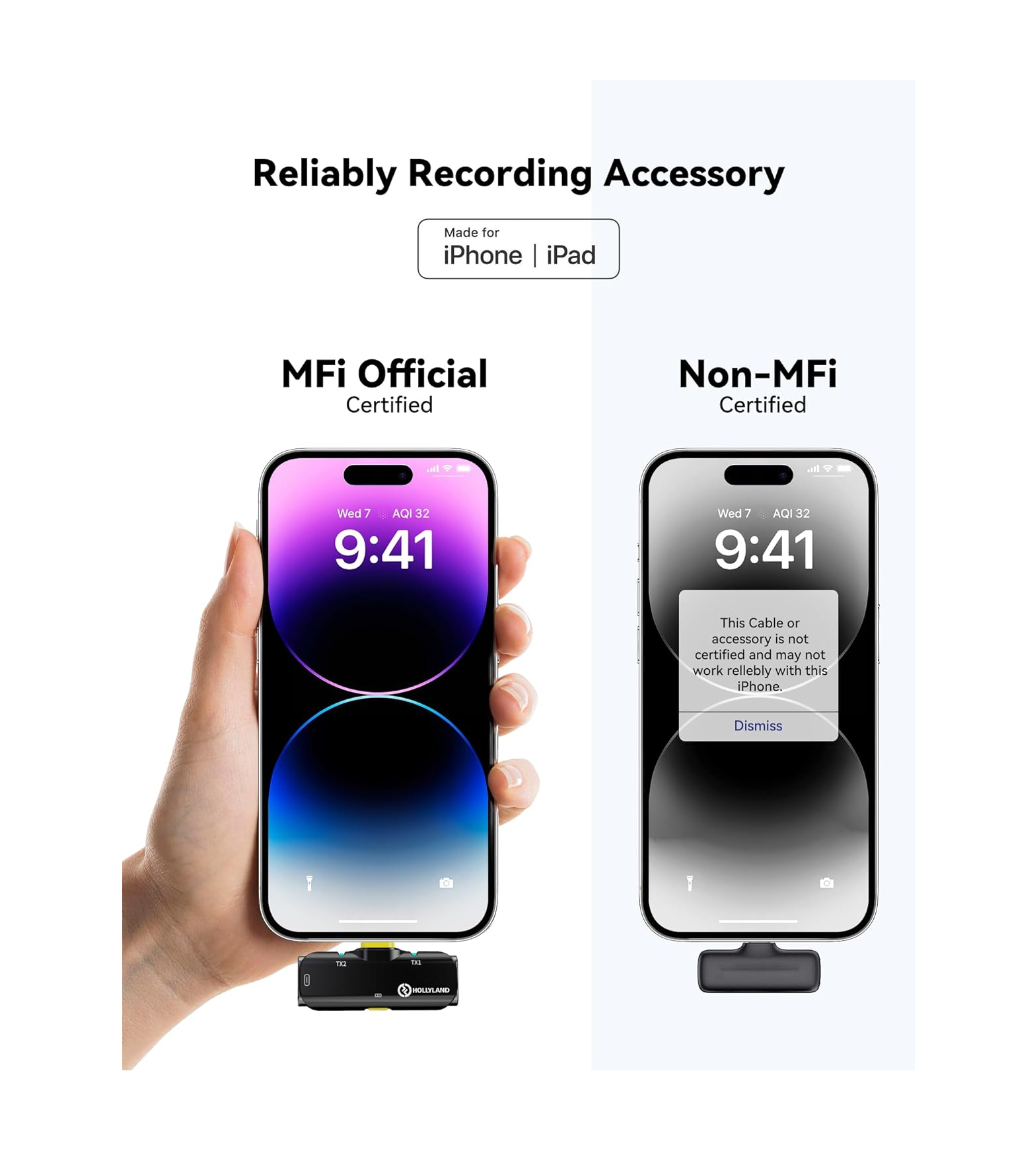 Hollyland Lark C1 Wireless Microphone - Lightning image 1